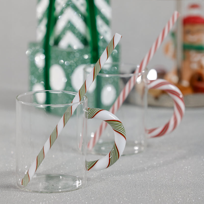 Zodax Holiday Glass Mugs, Set of 5 Assorted Styles