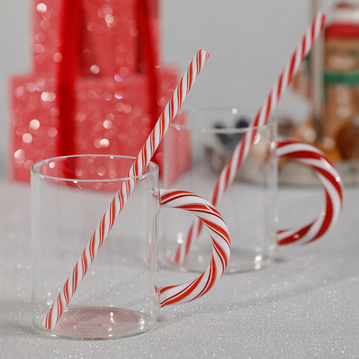 Zodax Reusable Holiday Glass Straws, Set of 5 Assorted Styles