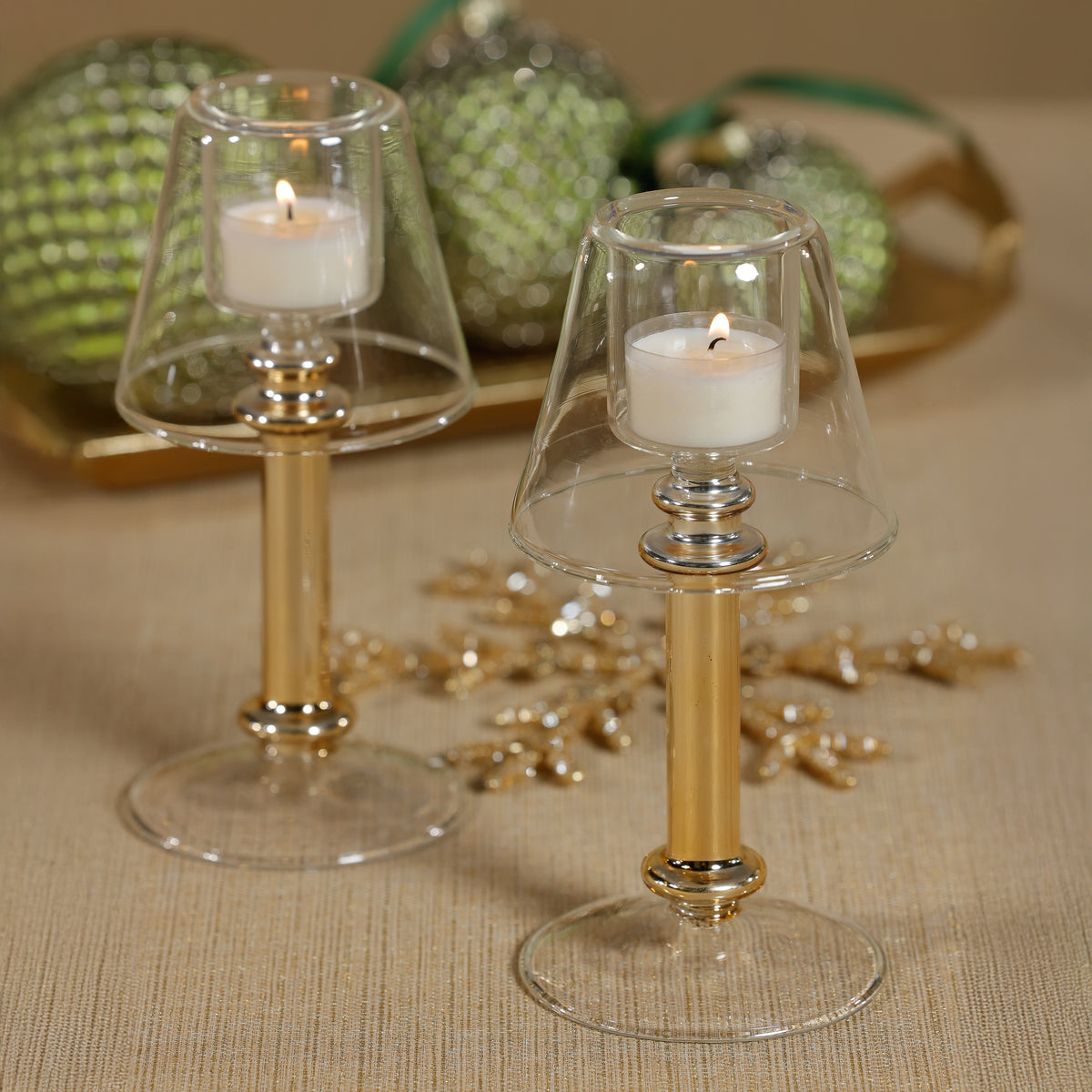 Zodax Isola Glass Tealight Lamp Candle Holder, Gold