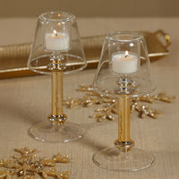 Zodax Isola Glass Tealight Lamp Candle Holder, Gold