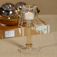 Zodax Isola Glass Tealight Lamp Candle Holder, Gold