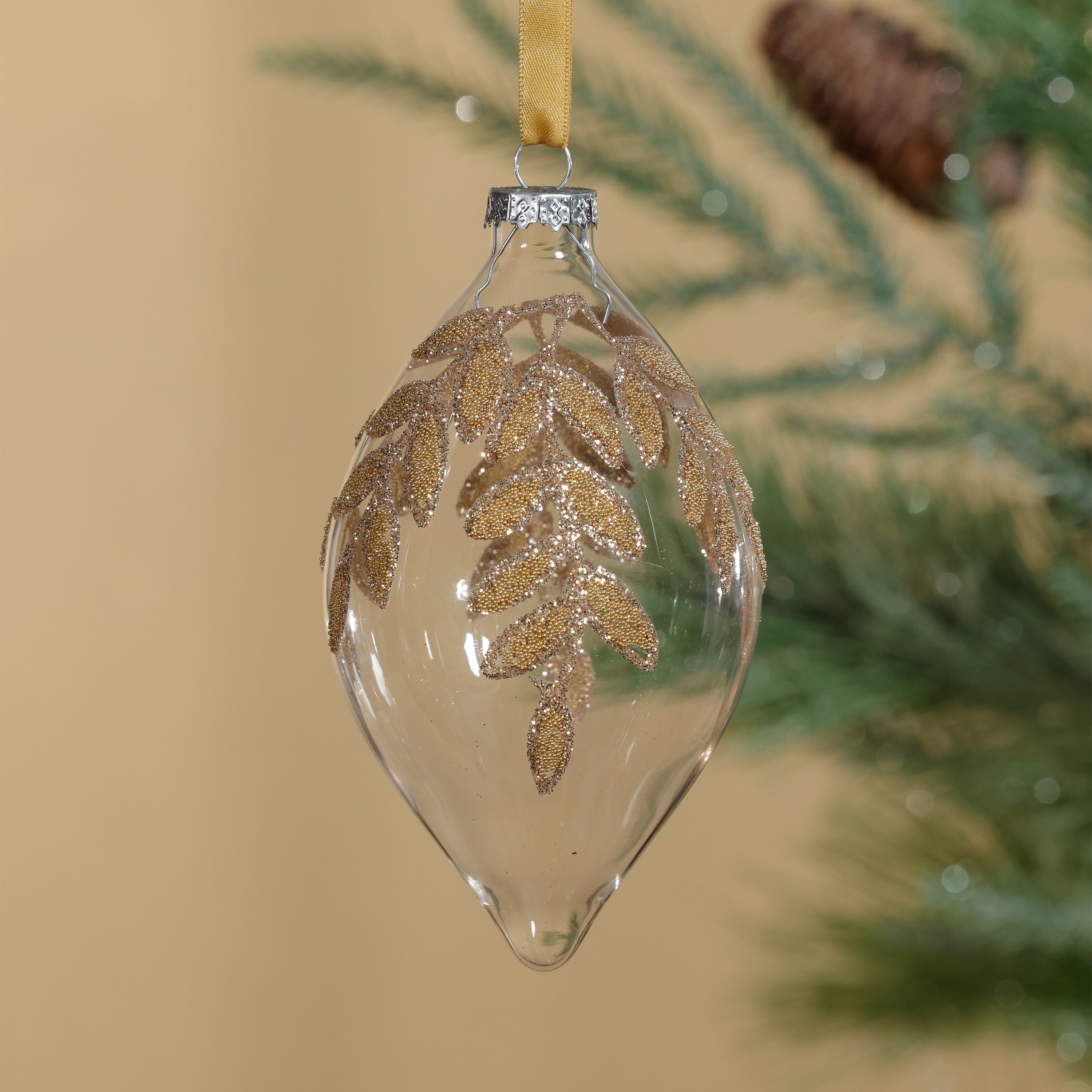 Zodax Beaded Teardrop Glass Ornament - Thumbnail 4