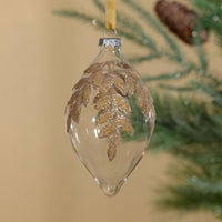 Zodax Glass Ornaments with Gold Beaded Leaf Design, Set of 6