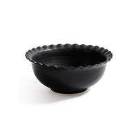 Zodax Montecito Ruffled Rim Black Ceramic Bowl, Large