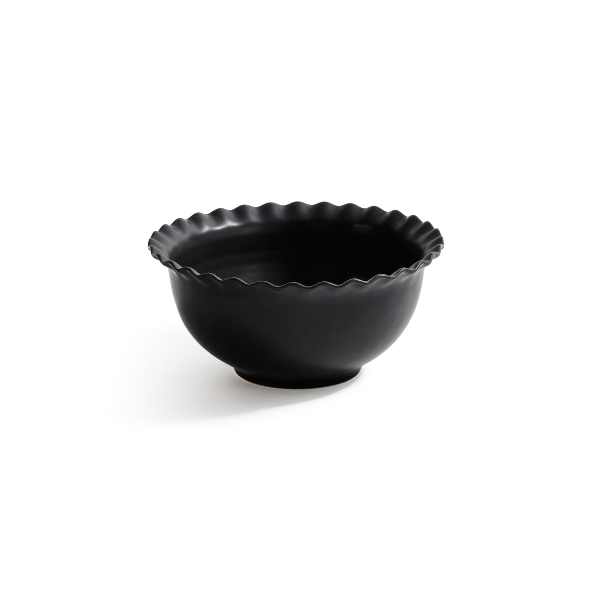 Zodax Montecito Ruffled Rim Black Ceramic Bowl, Small