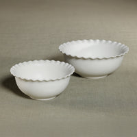 Zodax Montecito Ruffled Rim White Ceramic Bowl, Large