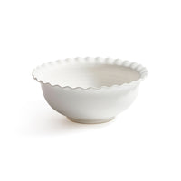 Zodax Montecito Ruffled Rim White Ceramic Bowl, Large