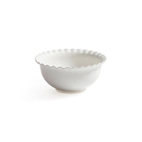 Zodax Montecito Ruffled Rim White Ceramic Bowl, Small
