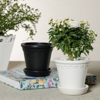 Zodax San Ysidro Black Ceramic Flower Pot with Saucer