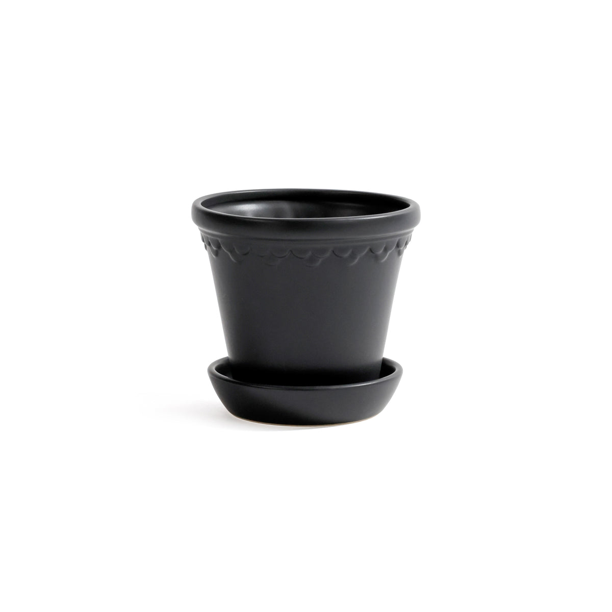 Zodax San Ysidro Black Ceramic Flower Pot with Saucer