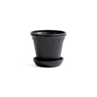 Zodax San Ysidro Black Ceramic Flower Pot with Saucer