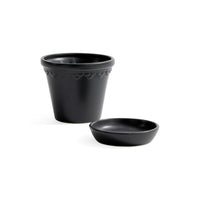 Zodax San Ysidro Black Ceramic Flower Pot with Saucer