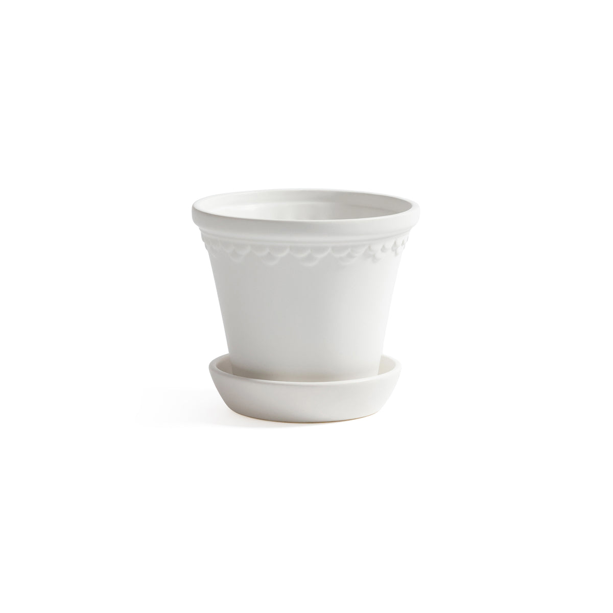 Zodax San Ysidro White Ceramic Flower Pot with Saucer