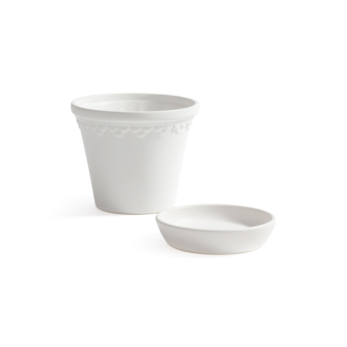 Zodax San Ysidro White Ceramic Flower Pot with Saucer