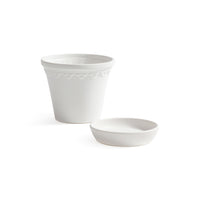 Zodax San Ysidro White Ceramic Flower Pot with Saucer