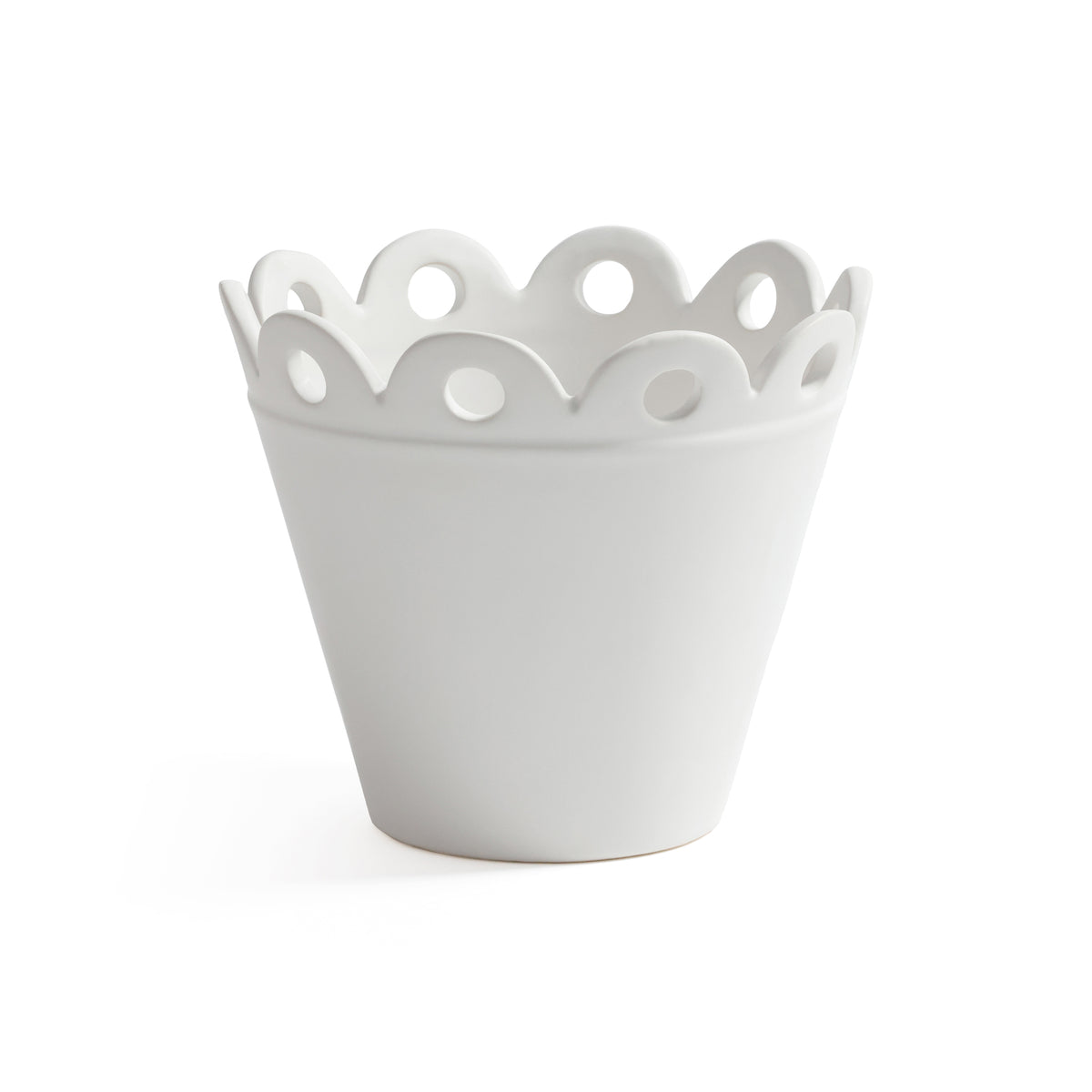 Zodax Petal Rim White Ceramic Flower Pot, Large