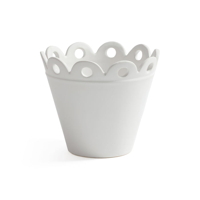 Zodax Petal Rim White Ceramic Flower Pot, Large