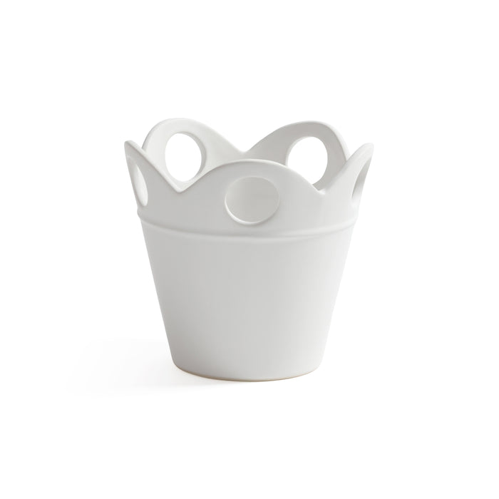 Zodax Petal Rim White Ceramic Flower Pot, Small