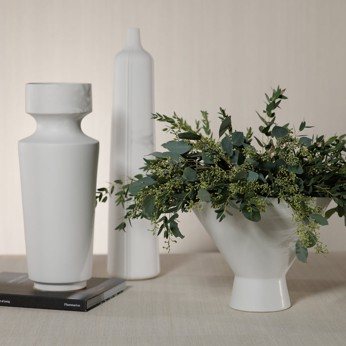 Zodax Ojai White Ceramic Vase 18.25"