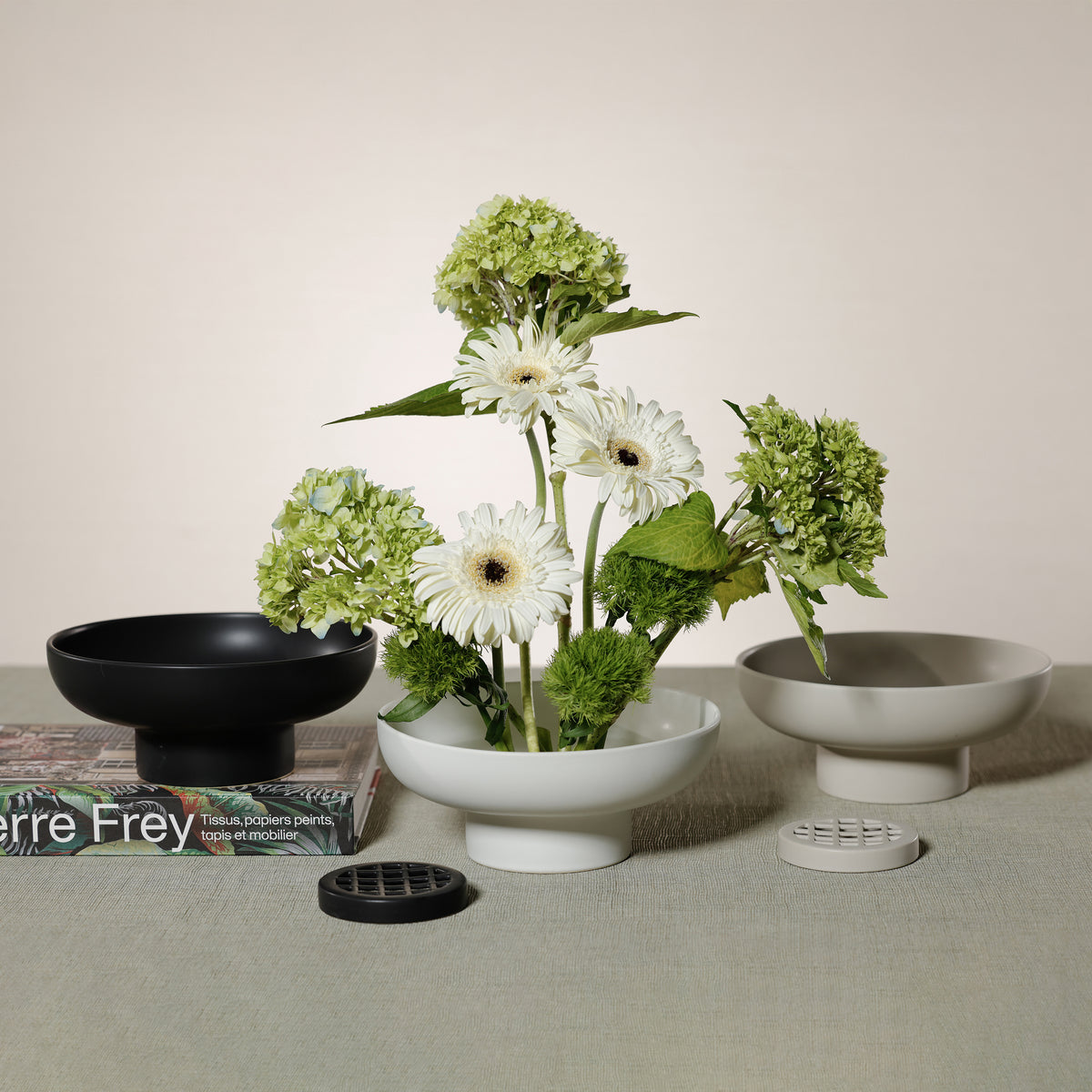 Zodax Japanese Ikebana White Ceramic Floral Arrangement Bowl