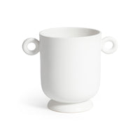 Zodax White Ceramic Planter Vase with Decorative Loop Handles, Large