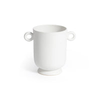 Zodax White Ceramic Planter Vase with Decorative Loop Handles, Small