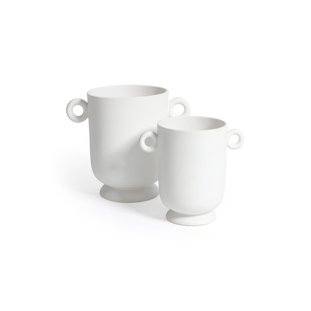 Zodax White Ceramic Planter Vase with Decorative Loop Handles, Small