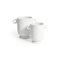 Zodax White Ceramic Planter Vase with Decorative Loop Handles, Small