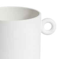 Zodax White Ceramic Planter Vase with Decorative Loop Handles, Small