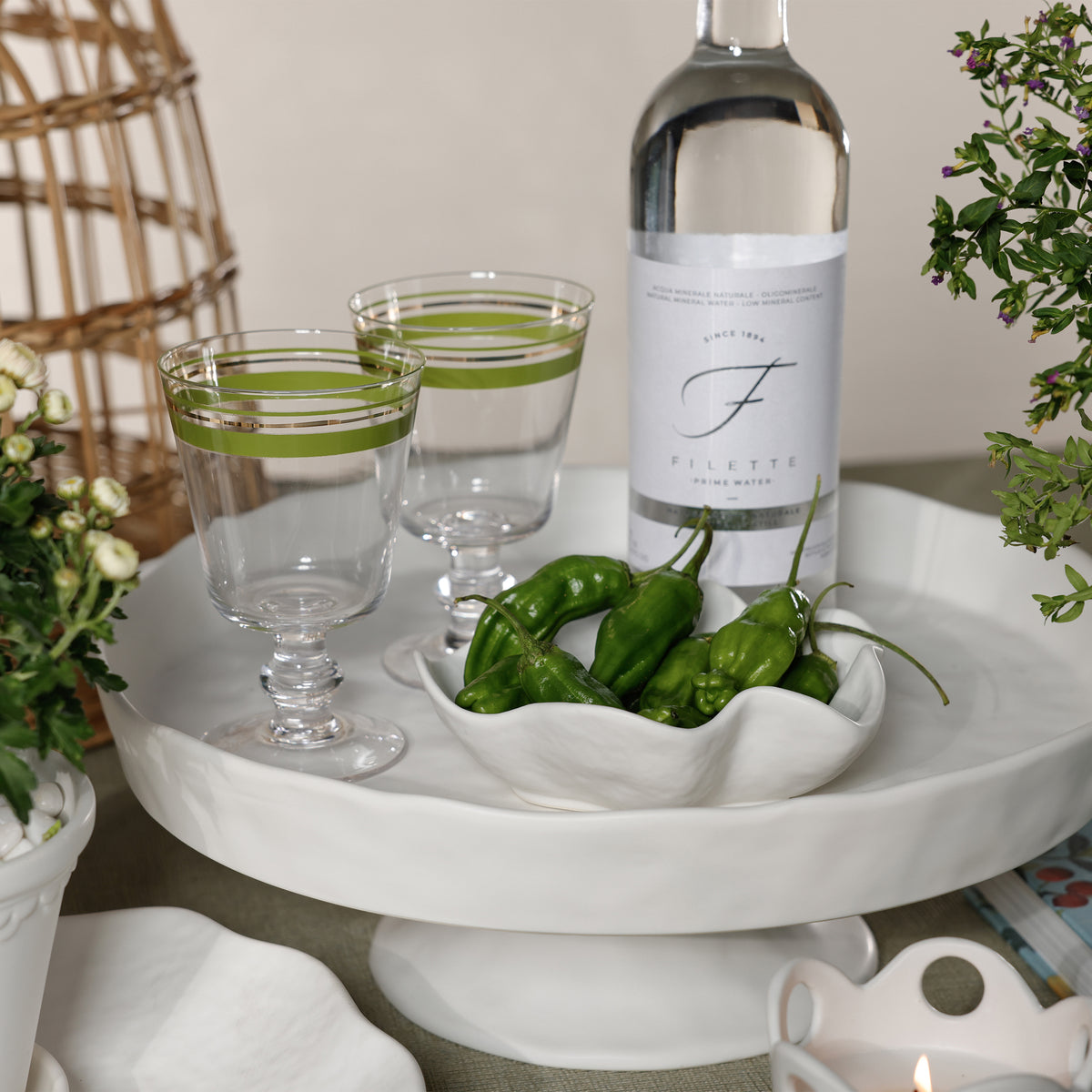 Zodax Alfresco Ceramic Footed Serving Bowl