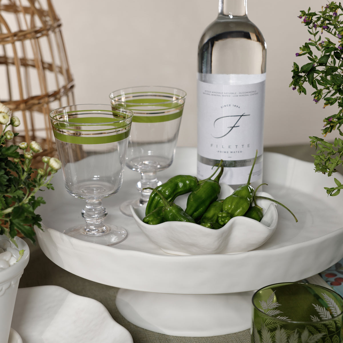 Zodax Alfresco Ceramic Footed Serving Bowl