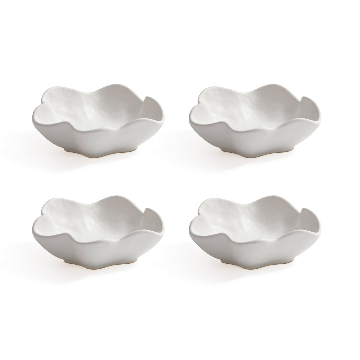 Zodax Alfresco Round Ceramic Wavy Condiment Bowls, Set of 4