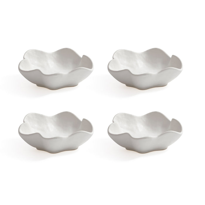 Zodax Alfresco Round Ceramic Wavy Condiment Bowls, Set of 4