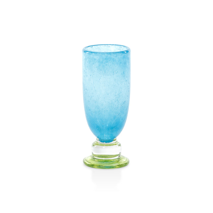 Zodax Antibes Bubble Mimosa & Bellini Stemware Glasses, Set of 4 - Blue with Green Base