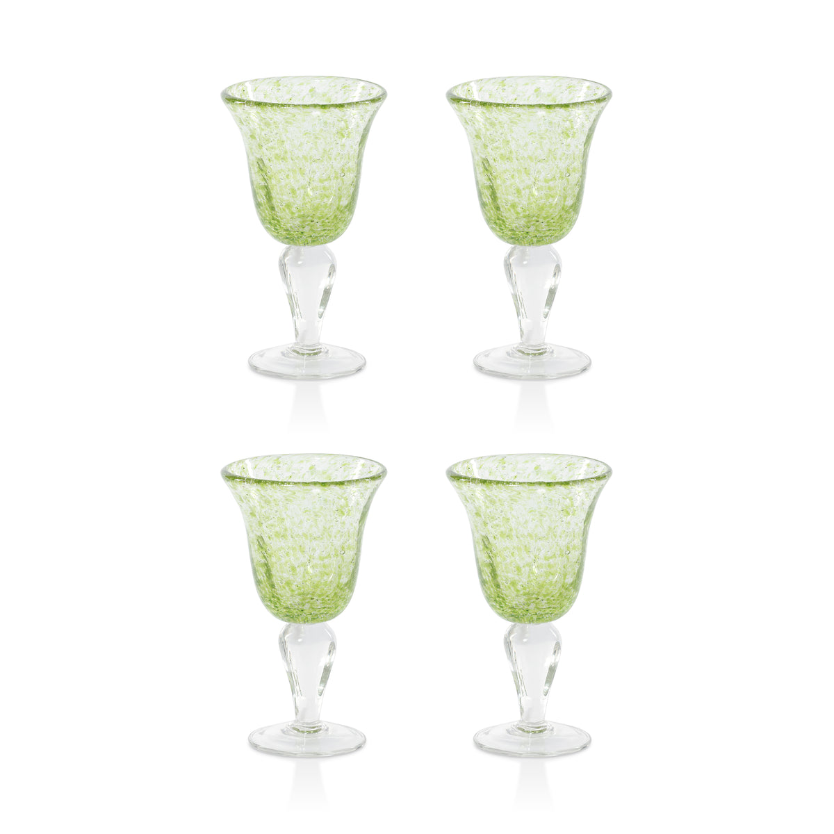 Zodax Antibes Bubble Wine Glasses, Set of 4 - Green with Clear Base