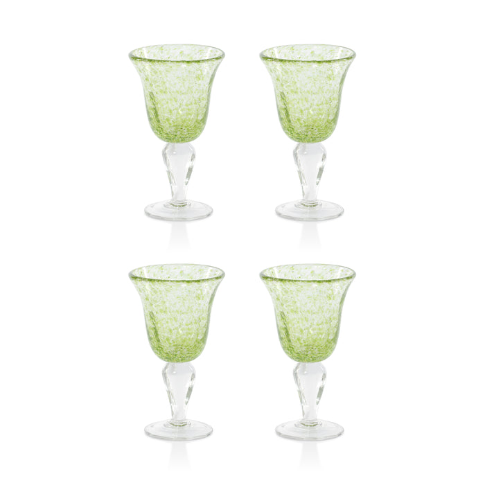 Zodax Antibes Bubble Wine Glasses, Set of 4 - Green with Clear Base