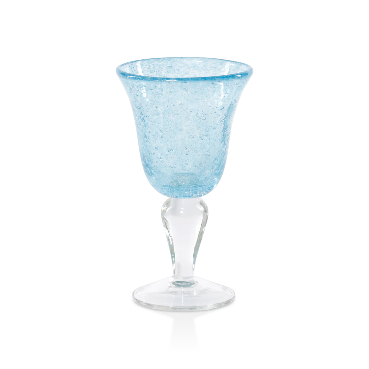 Zodax Antibes Bubble Wine Glasses, Set of 4 - Blue with Clear Base