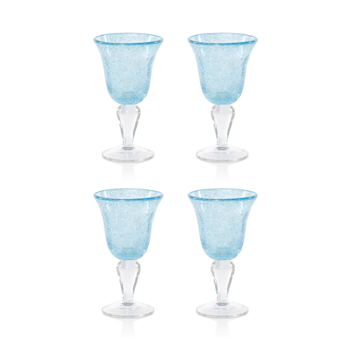 Zodax Antibes Bubble Wine Glasses, Set of 4 - Blue with Clear Base
