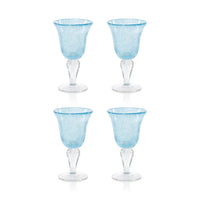 Zodax Antibes Bubble Wine Glasses, Set of 4 - Blue with Clear Base