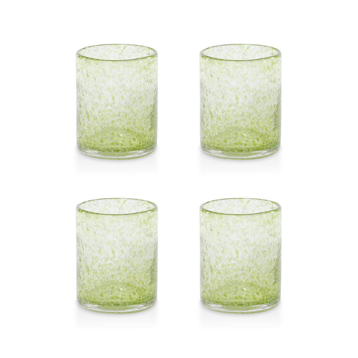 Zodax Antibes Bubble Green Glass Tumblers, Set of 4