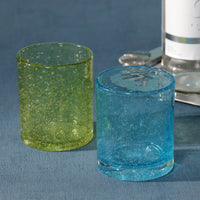Zodax Antibes Bubble Blue Glass Tumblers, Set of 4
