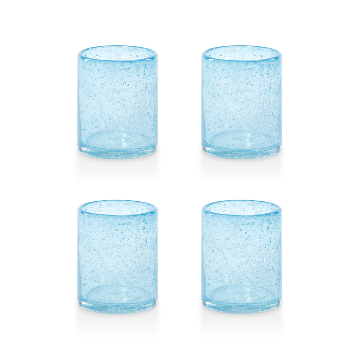 Zodax Antibes Bubble Blue Glass Tumblers, Set of 4