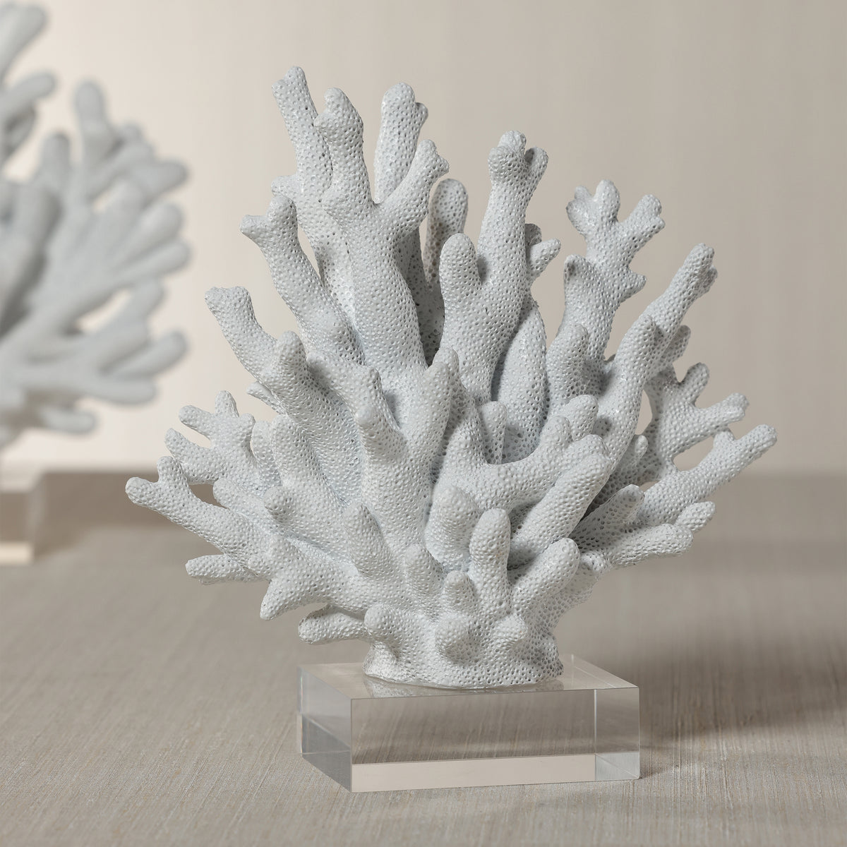Zodax White Resin Coral Sculpture on Acrylic Base, 8.25" x 4.5" x 8.5"