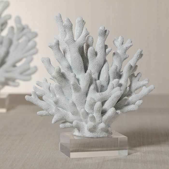 Zodax White Resin Coral Sculpture on Acrylic Base, 8.25" x 4.5" x 8.5"