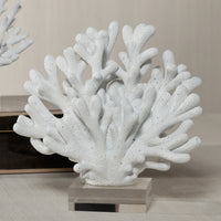 Zodax White Resin Coral Sculpture on Acrylic Base, 9.5" x 4.75" x 9.5"