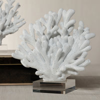 Zodax White Resin Coral Sculpture on Acrylic Base, 9.5" x 4.75" x 9.5"