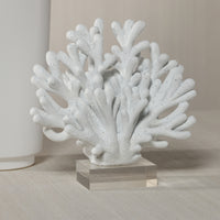 Zodax White Resin Coral Sculpture on Acrylic Base, 9.5" x 4.75" x 9.5"