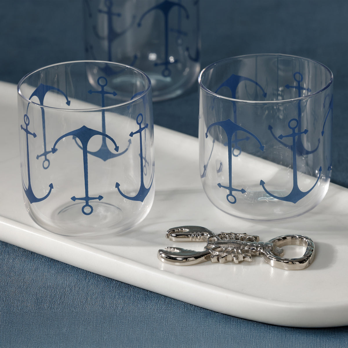 Zodax Anchor Design Rock Glasses, Set of 6