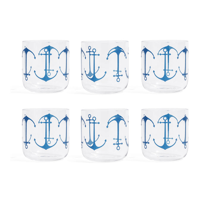 Zodax Anchor Design Rock Glasses, Set of 6