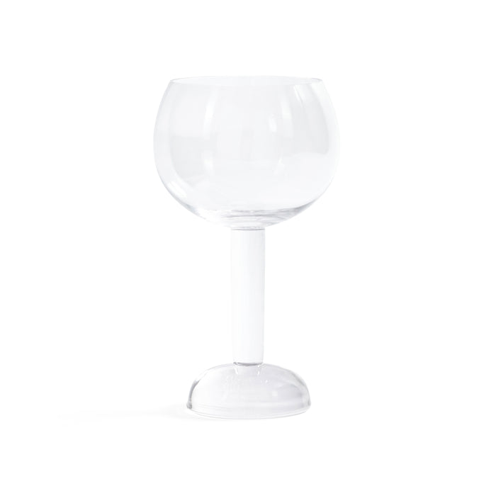 Clear wine glass on a white background